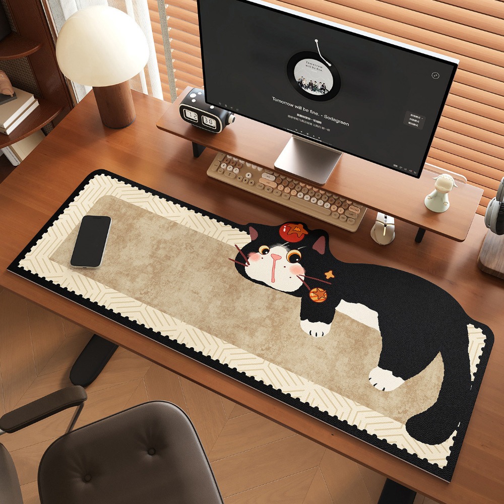 Laptop Accessories Writing Pad - Rubberen muismat met cartoonkattenpatroon, antislip, groot